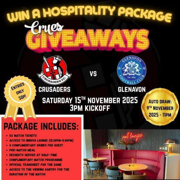 Win a VIP Hospitality Package - Crusaders v Glenavon