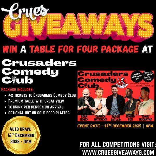 Win a Crusaders Comedy Club Package
